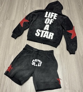 Ensemble personnalisé de sweat à capuche et short pour homme – Design de logo sur mesure – Sweat à capuche épais et oversize pour homme – T-shirts unisexes coupe carrée style streetwear - Product Image 4