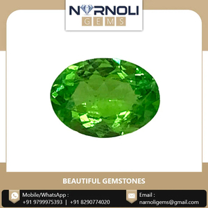 พลอยทซาวอไรต์การ์เนตทรงรีธรรมชาติ ไม่ผ่านการอบสี คริสตัลสีเขียวสดใส สำหรับการตัดเย็บแหวนแบบโซลิแทร์ - Product Image 2