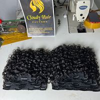 Pas cher Clip dans l'extension de cheveux 100% cheveux humains crépus bouclés cuticule aligné sans couture clip dans les extensions de cheveux pour les femmes noires