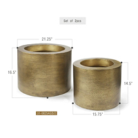 Ensemble de pots de fleurs légers en métal chromé doré, faits à la main, pots de fleurs de luxe pour la décoration moderne de la maison, intérieur, extérieur, jardin