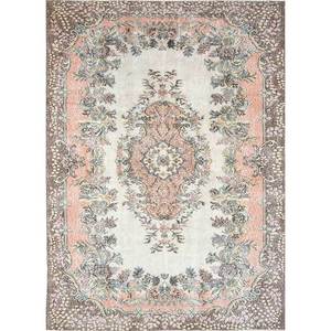 พรมขนสัตว์ถักมือสไตล์วินเทจ สีเบจ-น้ำตาล ลายเหรียญสี่เหลี่ยมผืนผ้า สำหรับตกแต่งบ้าน ห้องนั่งเล่น รุ่น Pae-3288 ผลิตด้วยเทคนิคการทำมือ - Product Image 1