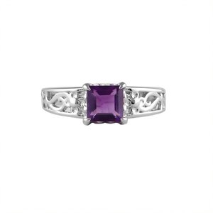 Shah Gems 925 Sterling <b>Silver</b> Fine Jewelry Natural Amethyst <b>Ring</b> for Women Rhodium Everyday Wear Garnet/<b>Opal</b> Elegant Stylish - Product Image 1