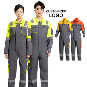 Combinaison de travail en coton haute visibilité, durable et respirante, réfléchissante, multi-poches, résistante à l'usure, uniforme mécanique - Product Image 1