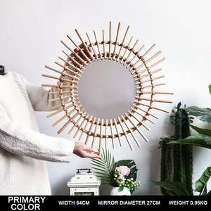 Espejo Decorativo de Ratán de Estilo Boho Moderno, Espejo de Ratán de Lujo Tejido a Mano para Cuarto de Niños, Hecho por un Fabricante Vietnamita - Product Image 4