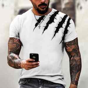 Camisetas de hombre de talla grande de 100% algodón con logotipo personalizado bordado de peso pesado 240 gramos tela de punto informal holgada con estampado en blanco - Product Image 6