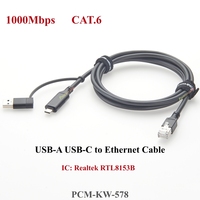 Kabel LAN Ethernet USB Type C USB-A 3.0 ke RJ45 Male Plug 1000Mbps Adaptor Jaringan untuk Laptop & MacBook Windows Switch