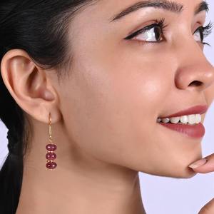 Pendientes colgantes de cuarzo de fresa rosa, diseño chapado en oro hecho a mano con cuentas espaciadoras, joyería de piedras preciosas femeninas para mujer - Product Image 3