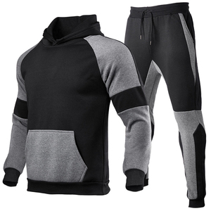 Chándales con logotipo personalizado para hombre Bloque de color Deportes Gimnasio Fleece Sudadera con capucha y conjuntos de Jogger Conjuntos de chándal para hombre - Product Image 1