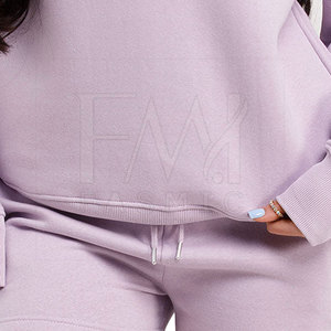 Nuevo estilo de invierno sólido de secado rápido entrenamiento Fitness pantalones cortos de sudor conjunto de 2 piezas para mujeres parches personalizados 100% algodón - Product Image 3