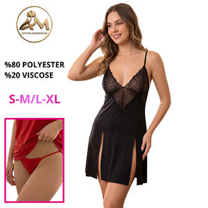 Camisón de satén para mujer, sexy, con encaje, sin mangas, para dormir - Product Image 3