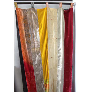 Rideau en soie multicolore inspiré des anciens saris indiens, draperie pour fenêtre et porte, rideaux et cantonnières multicolores pour la décoration - Product Image 6