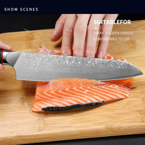 Cuchillo de Cocina Japonés Hecho a Mano de Acero de Damasco de 8 Pulgadas, Vg10, 67 Capas - Product Image 5