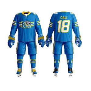 Ensemble de maillots de hockey sur glace unisexe personnalisés avec motif imprimé et sublimation 100% polyester évacuant l'humidité pour les uniformes d'entraînement - Product Image 2