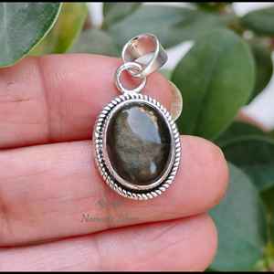 925 Sterling Silver Handmade Pendant Gold Sheen Obsidian with Natural Oval Gemstone <b>Unique</b> Number Pattern Jewelry <b>Gift</b> <b>for</b> <b>Her</b> - Product Image 4