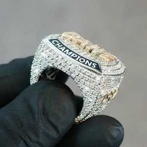 Iced Out Custom Letter Square Design <b>Ring</b> VVS Moissanite Diamond 925 Sterling Silver Hip Hop Luxury <b>Statement</b> <b>Ring</b> For Unisex - Product Image 3