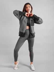 Veste polaire chaude d'hiver pour femmes avec col montant fermeture éclair complète respirante et chauffante pour les sports de plein air finition tissée - Product Image 3