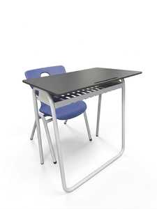 High Quality Modern U Leg Single Student <b>Desk</b> with Perforated Metal Shelf <b>Compact</b> Laminate Metal Frame for School & Hotel Use - Product Image 4