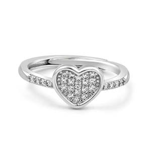 NOVAMART Fine Zarkan <b>Adjustable</b> <b>Silver</b> <b>Ring</b> Micro Pave Invisible Setting Fashionable Express Your Love Free Size for Engagement - Product Image 1