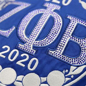 ZPB Centennial Football Jersey - Black & <b>Royal</b> <b>Blue</b> | 100% Polyester Zeta Phi Beta 100th Anniversary Jersey with Logos & Shields - Product Image 5