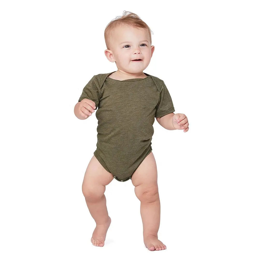 Bella Canvas 134B BÉBÉ TRIBLEND À MANCHES COURTES UNE PIÈCE À Manches Courtes Une pièce Bébé Garçons Filles olive tri mélange body