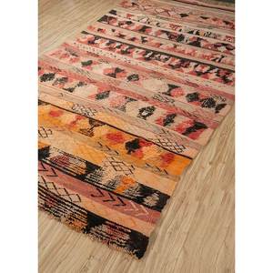 Alfombra de Lana Anudada a Mano Nuray, Diseño Geométrico Abstracto Rojo Naranja, Rectangular, para Hogar, Entrada o Pasillo, 9x12 - Product Image 2