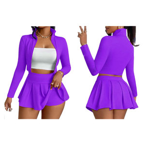 Conjunto de falda y chaqueta para mujer, tela suave cómoda, estampado personalizado, bordado hasta la rodilla, traje elegante de dos piezas - Product Image 6