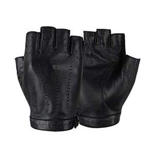 Gants de motard en cuir de qualité professionnelle à demi-doigts pour motard professionnel avec conception de logo personnalisée - Product Image 2