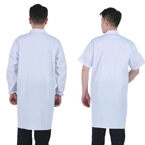 Uniformes médicos blancos Unisex Lab Overall Enfermera Doctor Ropa de trabajo profesional Camisa de trabajo con botones de manga larga corta de longitud media - Product Image 4