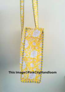 Quilted Cotton <b>Tote</b> <b>Bag</b> for Women Ethnic Flowers Design Eco-Friendly Zipper Shoulder <b>Bag</b> Two Handles for Summer Winter Use - Product Image 3
