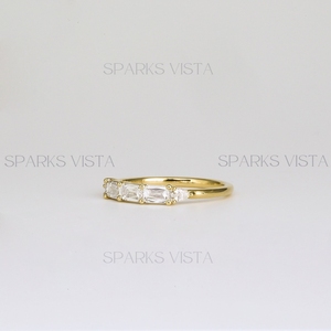 แหวนแต่งงานแบบซ้อนได้ทันสมัย ประดับเพชรซิรคอนทรงบาแก็ตต์ ผลิตจากเหล็กกล้าไร้สนิมคุณภาพดี ราคาขายส่ง ได้รับการรับรองจาก IGI - Product Image 6