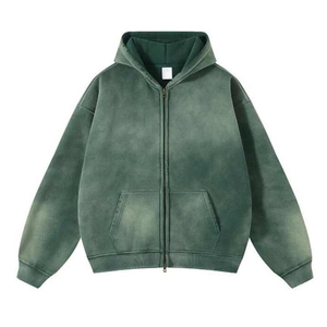 Sweat à capuche à fermeture éclair à faible quantité minimale de commande fabriqué en usine vêtements de rue coton polaire thermique conception personnalisée sweats à capuche basiques coton mélangé - Product Image 3
