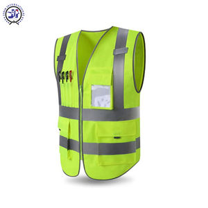 เสื้อกั๊กนิรภัยอเนกประสงค์ผ้าโพลีเอสเตอร์มีซิปด้านหน้ามองเห็นง่ายตาข่ายสะท้อนแสงโลโก้ Hi - Product Image 3