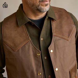 OEM ODM servicio Chaleco de cuero para la venta al por mayor de fábrica precio mejor hombres de tela Chaleco de cuero de moto para los hombres - Product Image 4