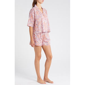 Ensemble de pyjama pour femmes en coton respirant d'été avec manches longues, pantalon mi-long et design mignon - Product Image 3