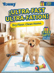 Tappetini Assorbenti Biodegradabili Yommy per Addestramento Animali Domestici, Ultra Assorbenti, Antibatterici, a 5 Strati, Impermeabili - Product Image 3