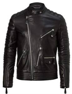 Veste de motard en cuir véritable respirant à fermeture éclair pour hommes avec doublure noire matelassée et poches intérieures extérieures OEM Wholesale 2024 - Product Image 2
