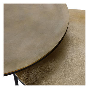 Movable Aluminium and Iron Coffee <b>Table</b> Gold Finishing <b>Nesting</b> Round Top Low Height Center <b>Table</b> for <b>Living</b> <b>Room</b> Furniture - Product Image 3
