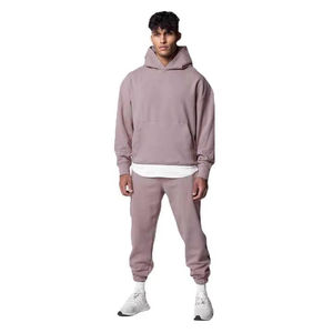 Chándal personalizado de fabricantes al por mayor para hombre, Sudadera con capucha y pantalones de chándal bordados con apliques de talla grande, conjuntos para unisex - Product Image 1