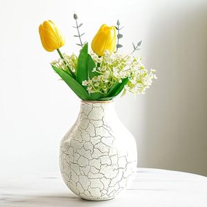 Florero de Metal blanco de lujo moderno, artículo decorativo para el hogar de Hierro y Latón para mesa, dormitorio, sala de estar, festivales de boda - Product Image 1