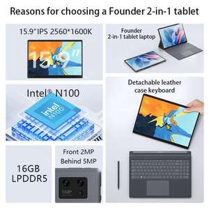 Ordinateurs portables Founder 15,9 pouces 1366x768 Quad Core AMD Ryzen 9 DDR5 16 Go de RAM 512 Go SSD+HDD 2 en 1 Ordinateur portable portable Prise US Neuf - Product Image 3