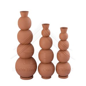 Ensemble de vases modernes en métal doré à sphères empilées, pot à fleurs géométrique de luxe en fer, décoration nordique pour la maison, grand vase boule pour mariage - Product Image 2