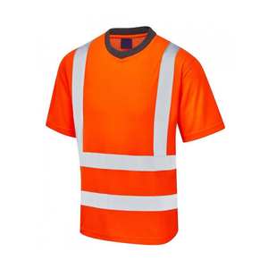 Camiseta de alta visibilidad con cinta reflectante para uso en construcción, fábrica e industria. - Product Image 5
