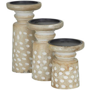 Bougeoir au design classique en bois de manguier sculpté avec finition marron rustique parfait pour la maison et la décoration de table élégante - Product Image 3