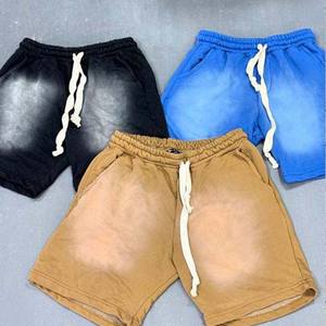 Pantalones cortos deportivos para hombre, ropa informal lavada de peso pesado, estilo informal, para correr, para correr, pantalones cortos vintage desgastados lavados con ácido para hombre - Product Image 2