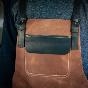 Vintage Brown Genuine Cowhide <b>Leather</b> <b>Apron</b> for Men | Heavy Duty Workshop <b>Apron</b> for BBQ Woodworking - Product Image 3