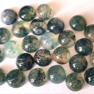 Agate Mousse Naturelle de Qualité Supérieure 8mm Cabochon Rond de Qualité Supérieure - Product Image 1