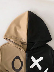 Venta al por mayor de alta calidad de expresión de impresión de dos tonos zip Up Sudadera con capucha de lana sin camiseta personalizada OEM - Product Image 5