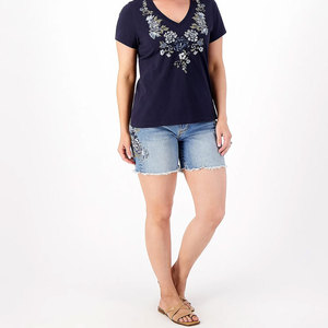 Camiseta bordada de verano de alta calidad, camisetas transpirables para mujer, camiseta bordada totalmente personalizada para mujer - Product Image 3