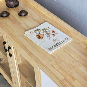 ตู้โชว์กระจกบานเปิดไม้ยางพารา 140x40x95 ซม. ลายไม้ ไม้จริง KTB68123 - Product Image 6