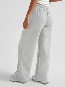 Joggers holgados de cintura alta sólidos para mujer; Pantalones de chándal de pierna ancha transpirables Pantalones atléticos de punto para otoño informal - Product Image 4